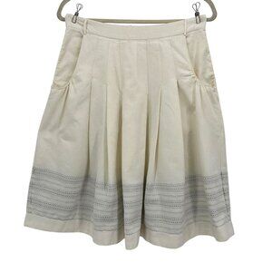 Noa Noa Womens Medium Skirt Pleated Knee Length A-Line Ivory Boho Preppy Pockets